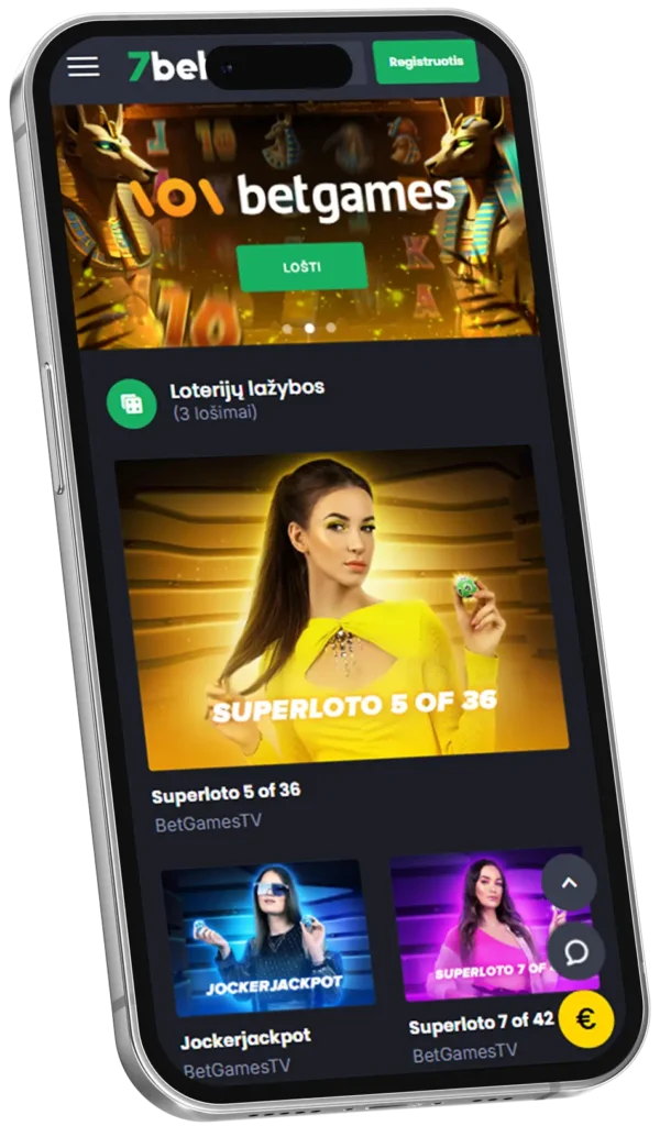 „BetGames“ skyrius mobiliajame įrenginyje
