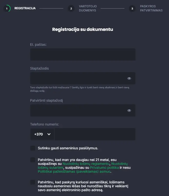 Registracija su dokumentu