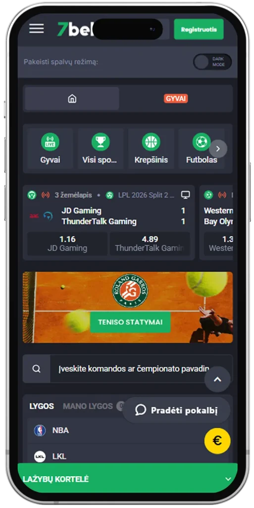 Statymai 7Bet LT mobilusis