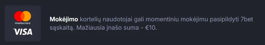 7Bet Withdrawal su Mastercard ir Visa